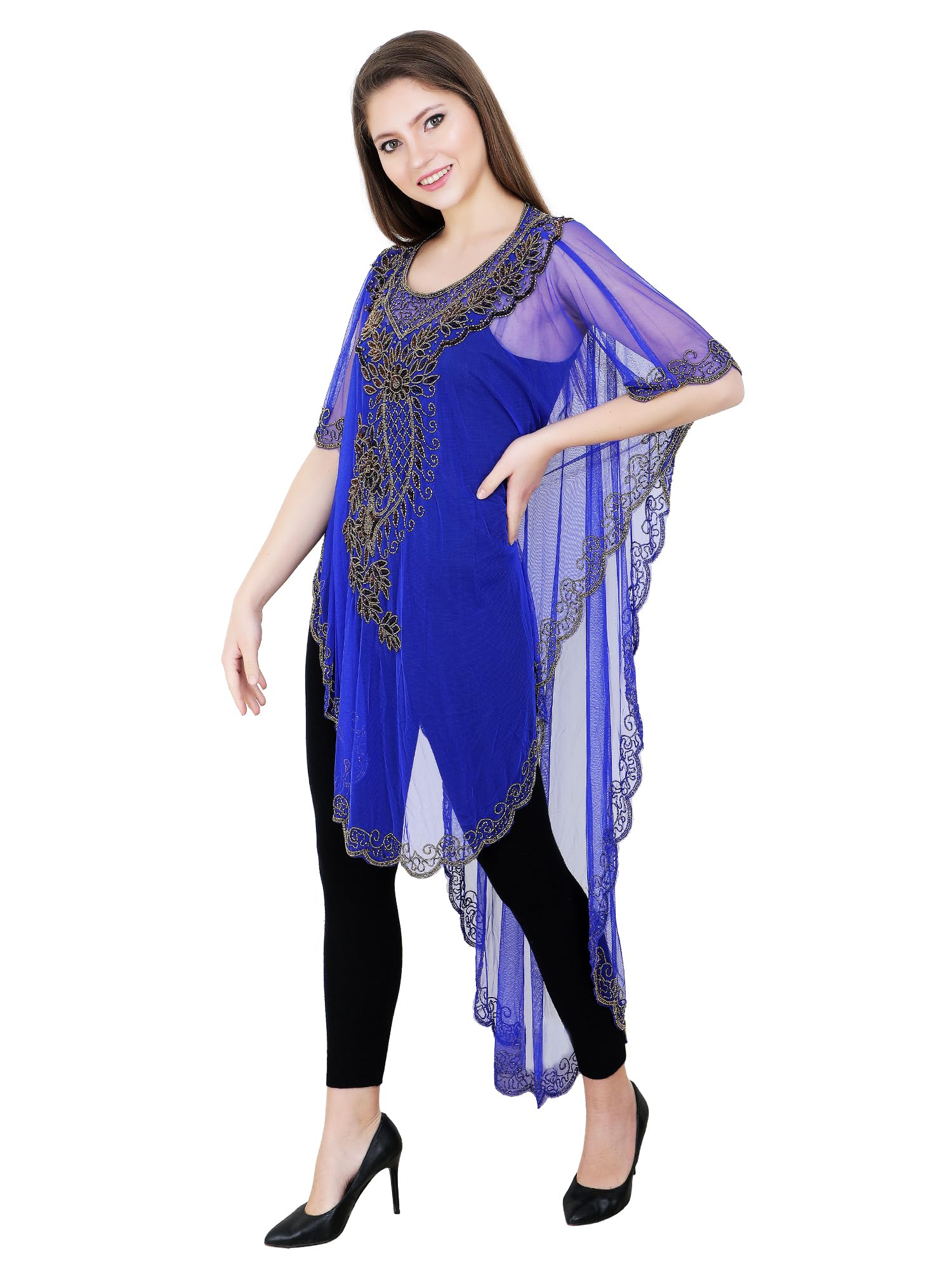 Transparent Sleeveless Evening Gown Style Free Size Front Short Back Long Cut Maharani Net Best Fabric Quality-picture-39