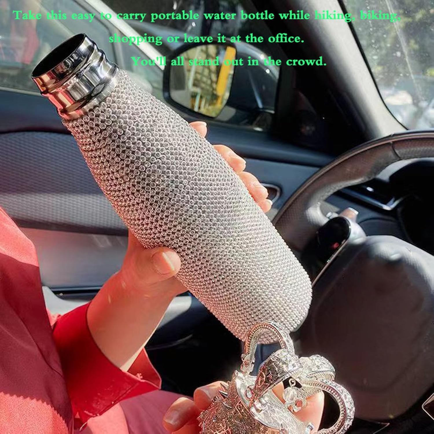 Diamentowa termos, butelka termiczna, kubek termiczny Kubek podróżny Bling Rhinestone Shinning Butelka na wodę Diamentowa kolba ze stali nierdzewnej Butelka próżniowa do domu Boże Narodzenie Walentynk