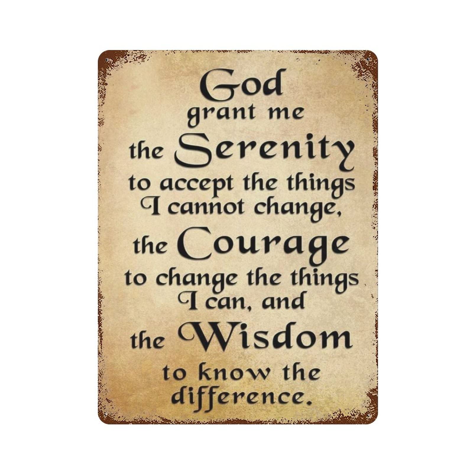 AOOEDM God Serenity Prayer Vintage Metal Sign Tin Sign for Home Bar Pub Kitchen Man Cave Tin Sign Wall Decor Poster Wall Plaque