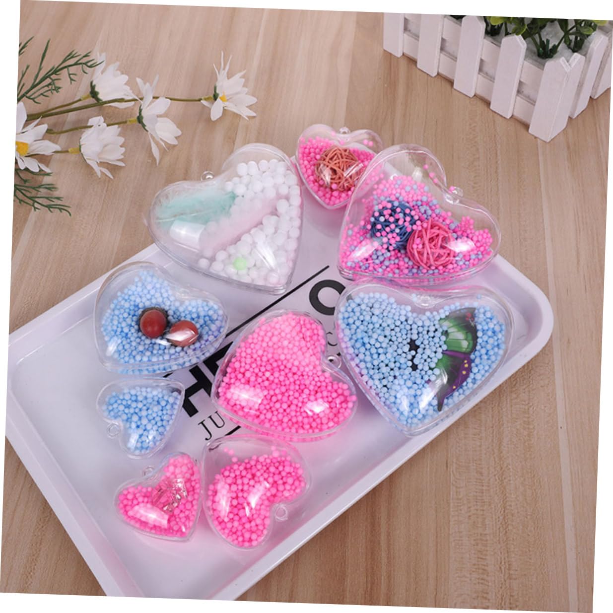 Bolas de Adorno Colgantes Transparentes en Forma de Corazón 10 CM 12 Piezas Bolas Rellenables para Decoración de San Valentín Navidad y Bodas