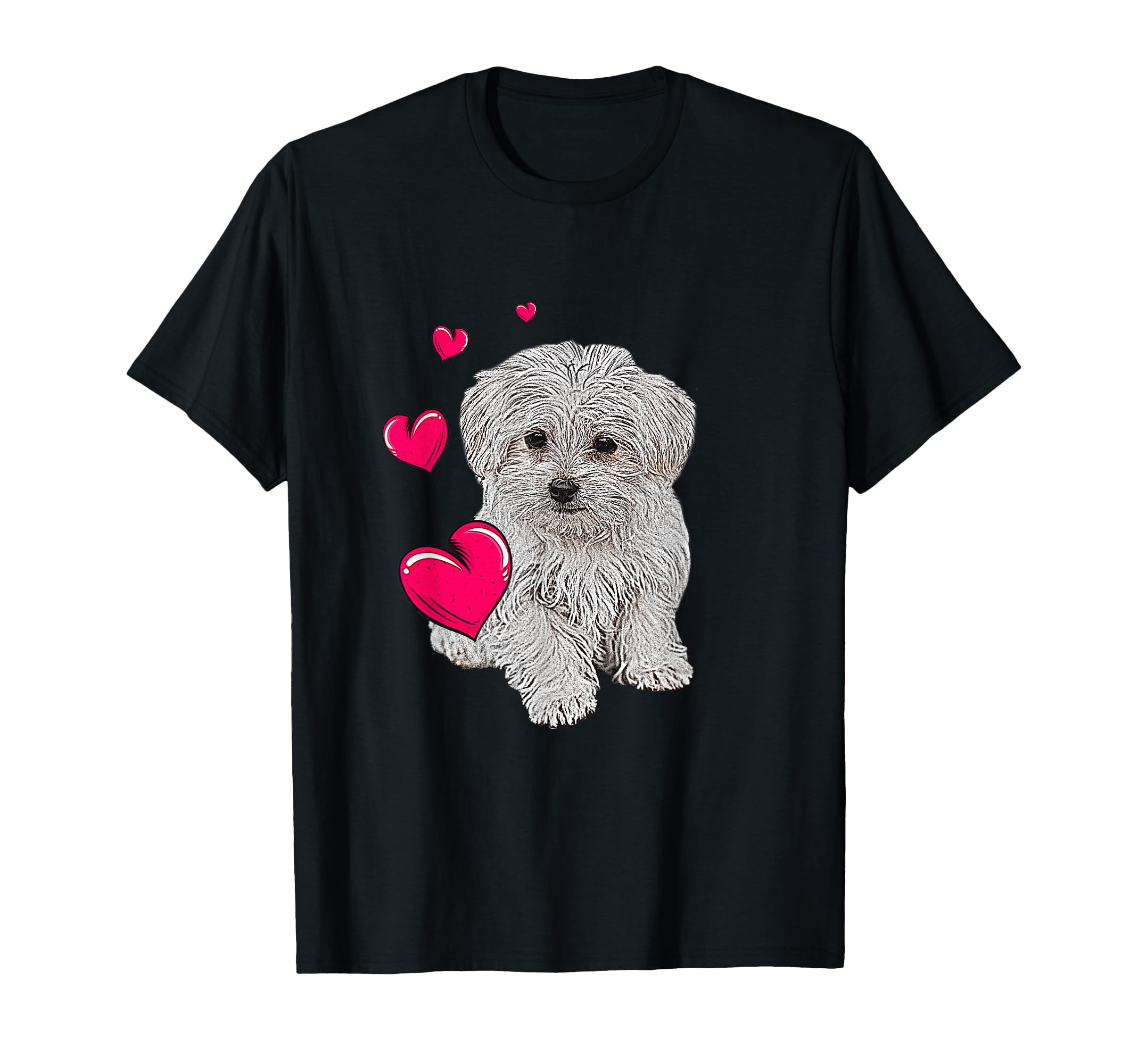 Maglietta con cane maltese e cuore divertente cane Maglietta