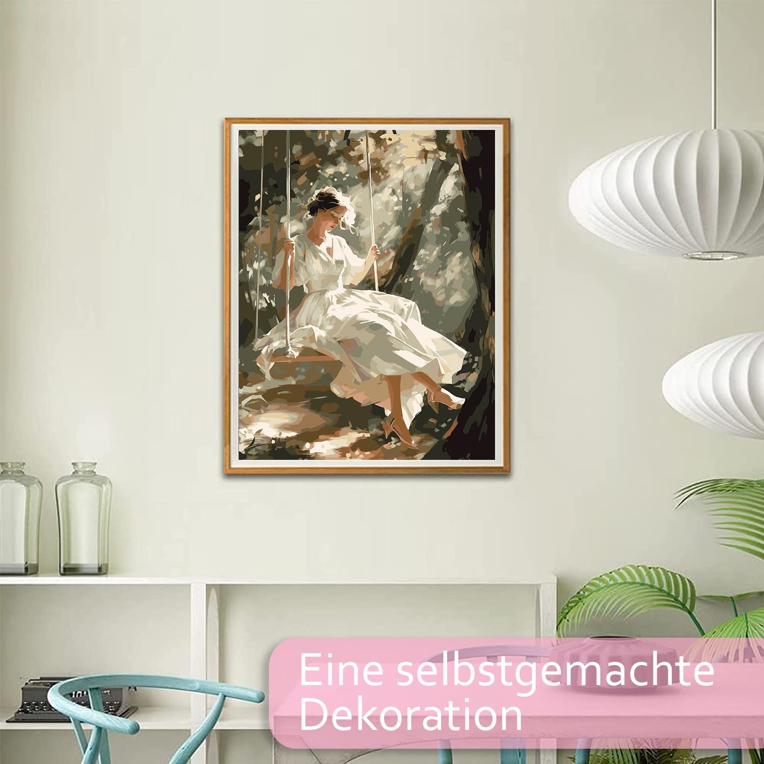 EFOTIML Kit di vernice per numeri per adulti principianti e bambini Età 8-12, 16x20 Tela per kit di vernice per adulti (senza cornice) - fiori bambina e fiori città (2PCS