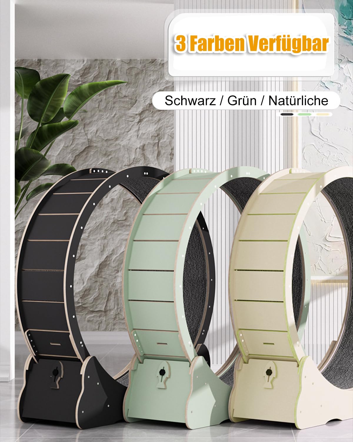 Katzenlaufrad Großes Laufrad für Katzen 90cm – Natürliche Katzenrad aus Massivholz für Drinnen Katzen, Sicherheits Katze Laufrad mit Schloss und Minimiertem Spaltdesign