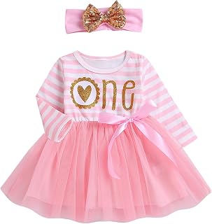 Vestido de tule listrado com estampa de bolinhas e manga comprida para bebês recém-nascidos, manga comprida, para bebês recém-nascidos