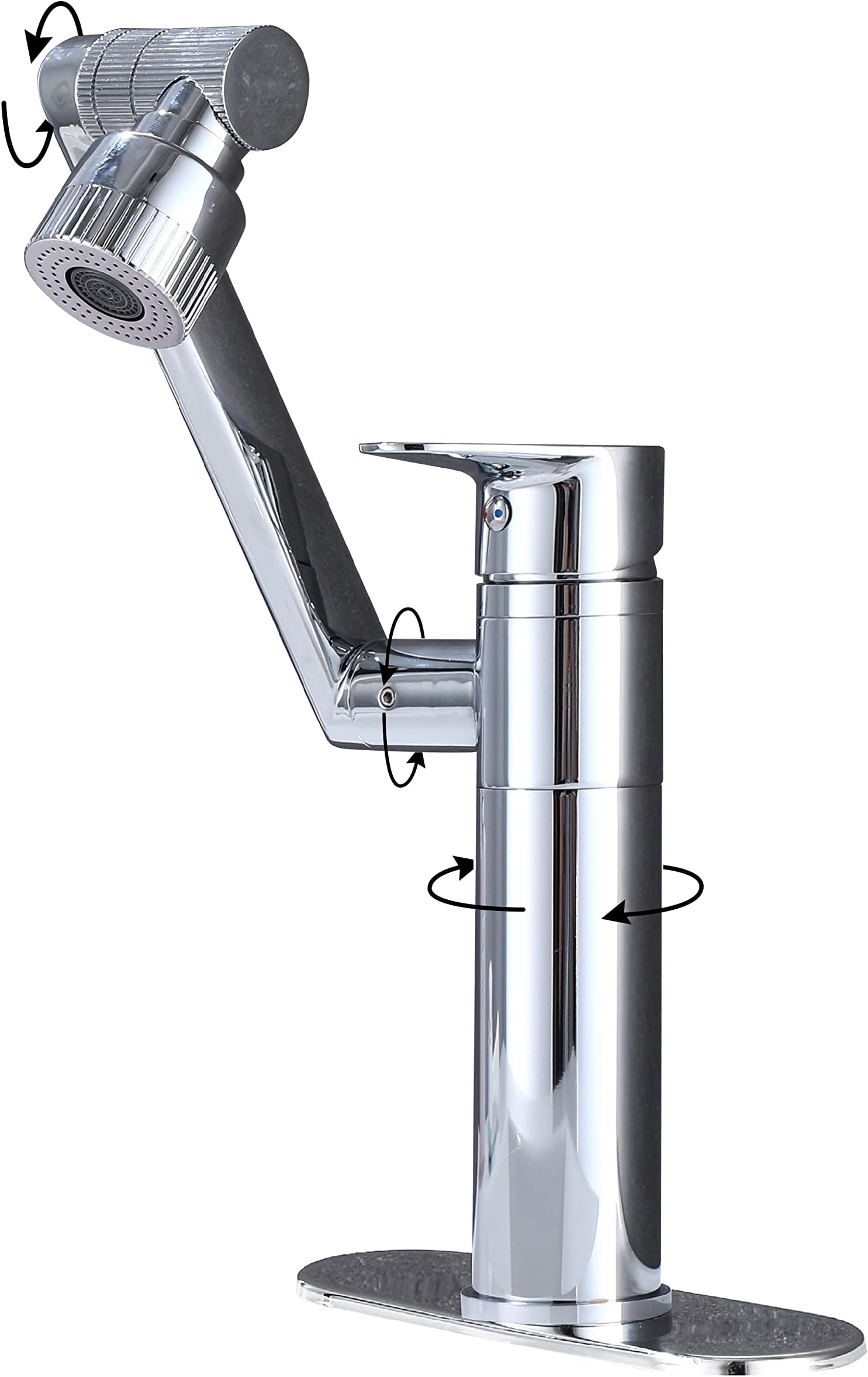 HUAHUALALA 1080 Degree Swivel Faucet for Bathroom Sink,Faucet with Big Angle Rotate Spray Dual Function,Single Handle Vanity Faucet with Deck Plate,Lavatory Faucet,100% Lead-Free,1 or 3 Hole,Chrome…
