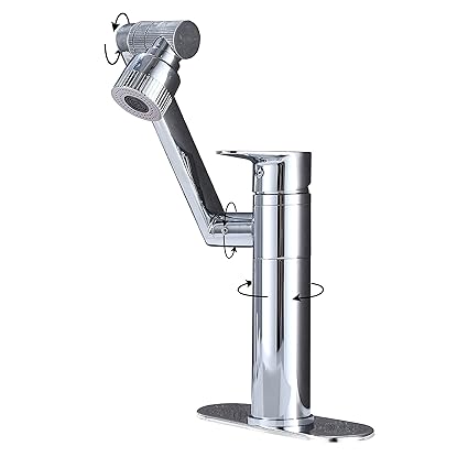 HUAHUALALA 1080 Degree Swivel Faucet for Bathroom Sink,Faucet with Big Angle Rotate Spray Dual Function,Single Handle Vanity Faucet with Deck Plate,Lavatory Faucet,100% Lead-Free,1 or 3 Hole,Chrome