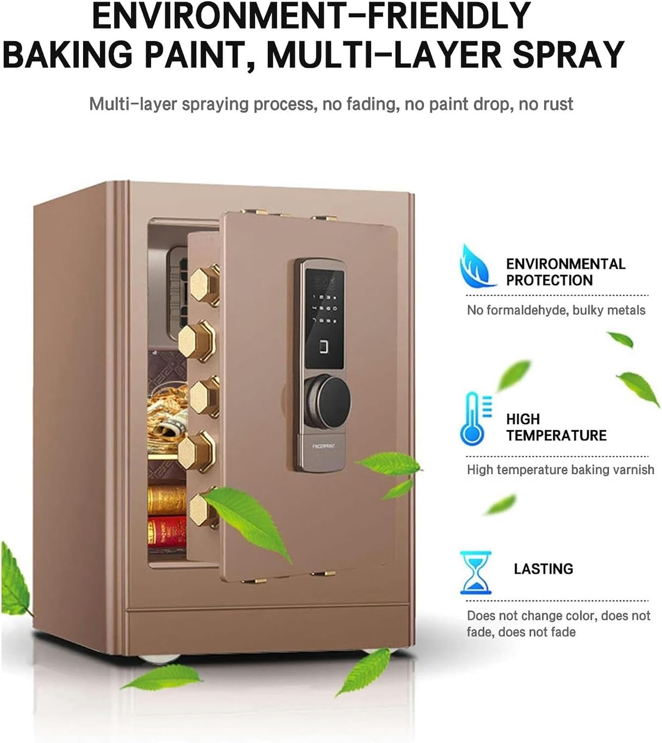 AMNOOL Home Safe Fireproof Waterproof, Digital Home Security with Programmable Keypad and Spare Keys, Document Safe for Money Medicine Valuables Id Biometric Fingerprint-1