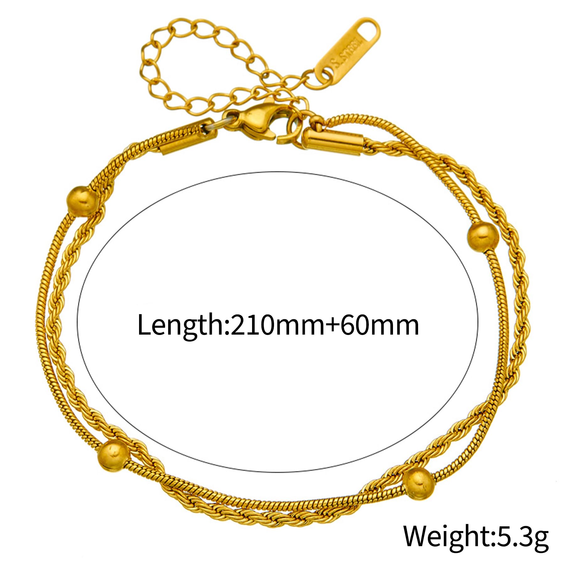 LAURITAMI Cavigliera Donna, Braccialetti da Caviglia in Titanio per Donna, Abbinabili Cavigliera Regolabile 21+6 cm per L'estate in Spiaggia