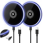 Chargeur sans fil 2Pack 15W Chargeur sans fil magnétique Fast Charger Pad pour Galaxy S25 Ultra/S24 FE/S23 Ultra/S22/S21/Z Flip 6 5 Google Pixel 9 8a 7a 8 7 Pro | Technologie d'aimant forte