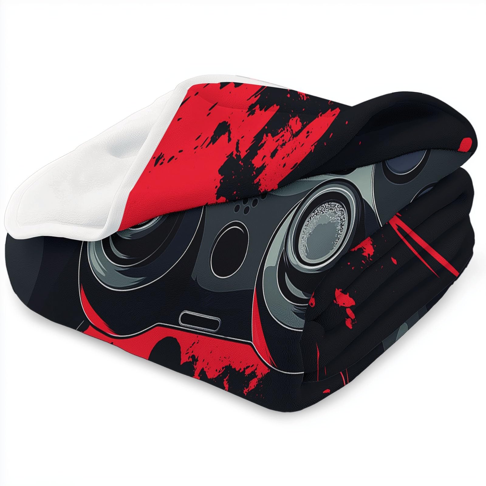 Coperta con stampa controller con videogiochi, 180 x 200 cm, in morbido pile rosso, comoda e leggera, in flanella felpata, per letto, divano, perfetta per adulti e bambini, decorazione per la casa e