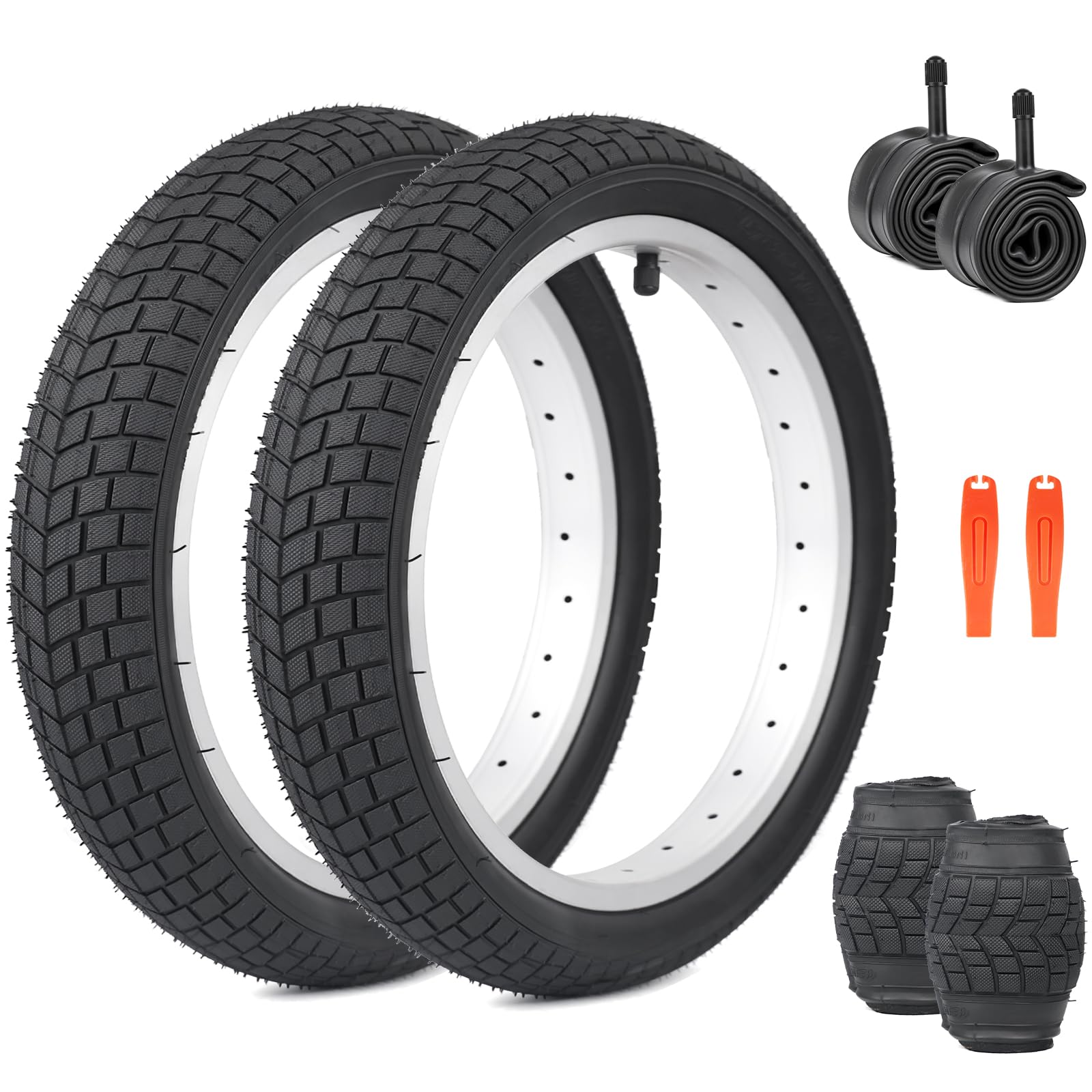 ZUKKA Pack of 2 Foldable 14 Inch Children's Bicycle Tyres 14 x 2.125 Sheath 57-254 Plus 2-Pack 14 Inch Tube AV35 mm Valve Compatible Road Bikes City Bikes 14 x 2.125 Bicycle Tyres and Tubes โ image 1