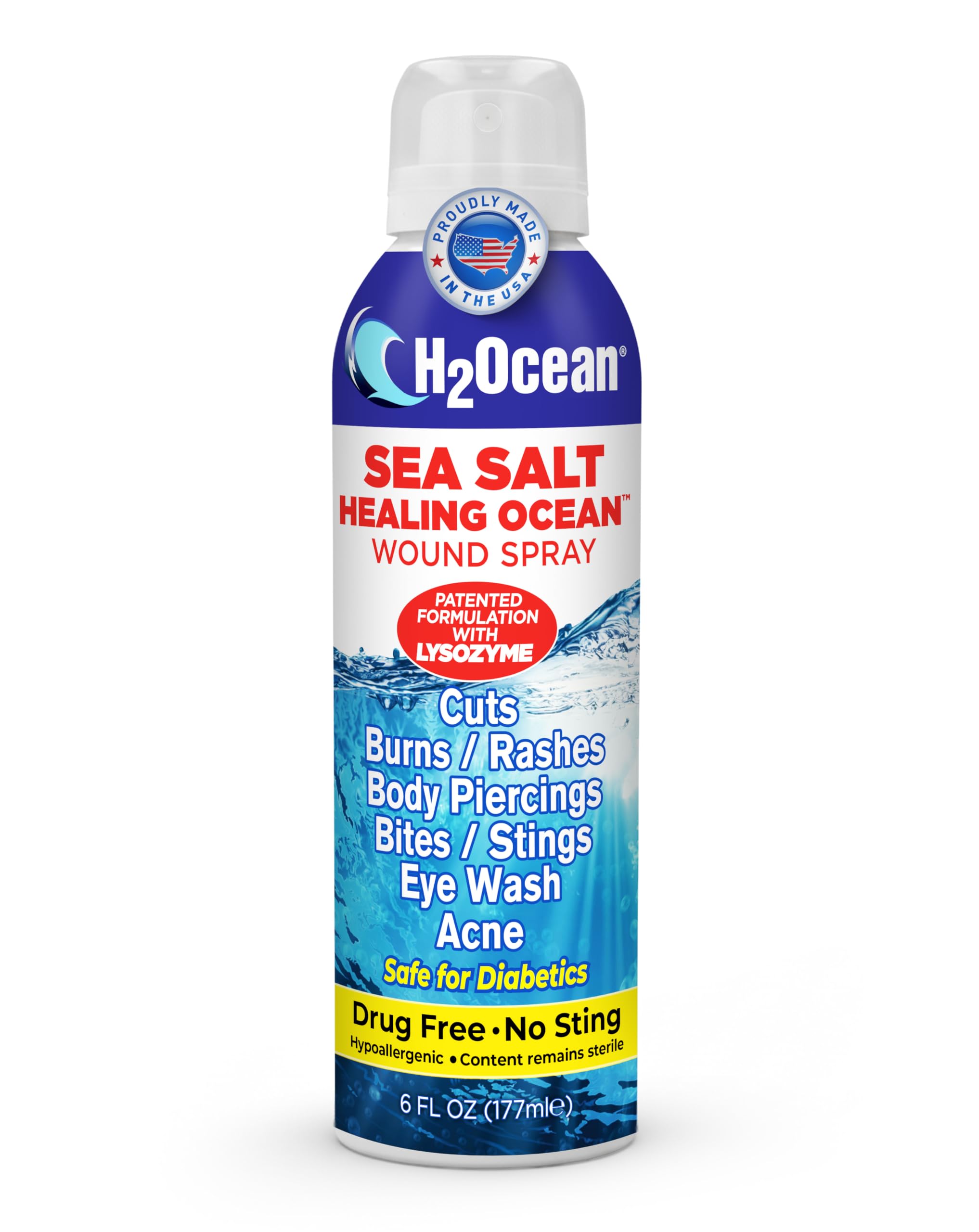 Healing Ocean Sea Salt Wound Spray Natural Piercing Wound Wash for Cuts Burns Acne Skin Irritations Saline Spray