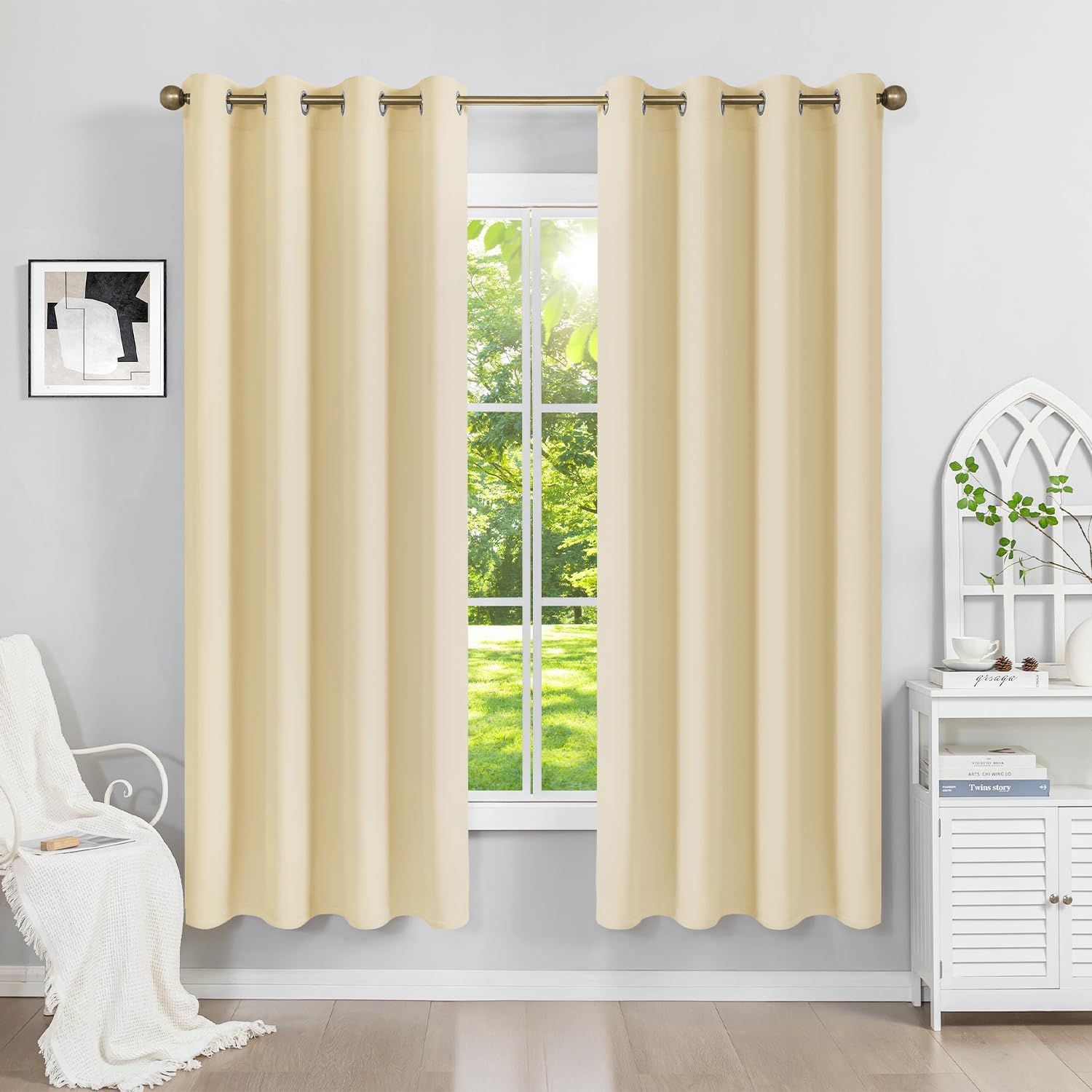 Runyéla Verdunklungsvorhänge mit Ösen Gardinen 2er Set, Vorhänge Blickdicht Thermovorhang Hitzeschutz, Ösenvorhang Thermogardine für Schlafzimmer Wohnzimmer Blackout Curtain