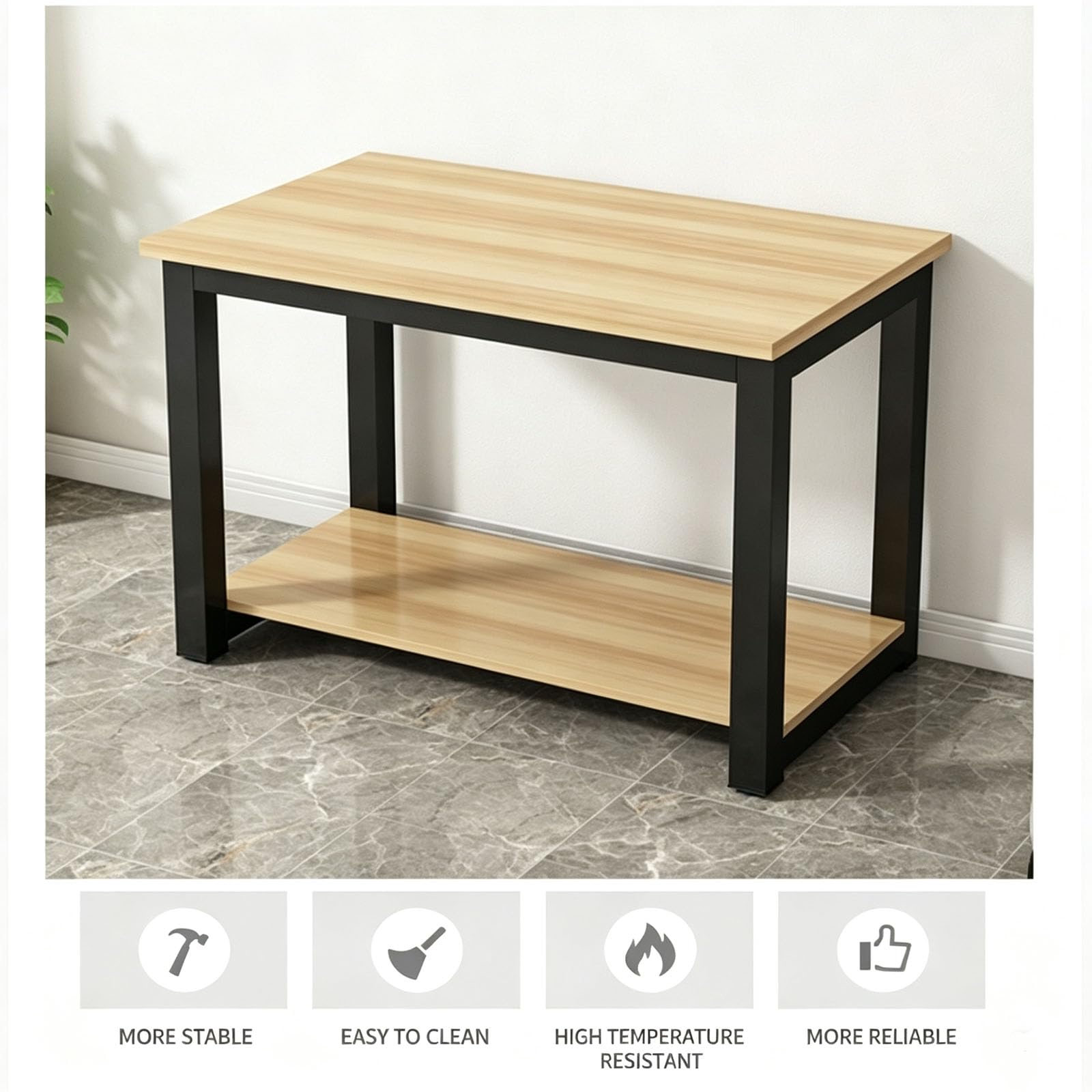 Soporte para Acuario de Acero y Madera de Dos Niveles, Soporte para Pecera y Terrarios, Estante Multiusos para Reptiles Impresora Plantas,C,40x30cm(15 3/4" x11 3/4")