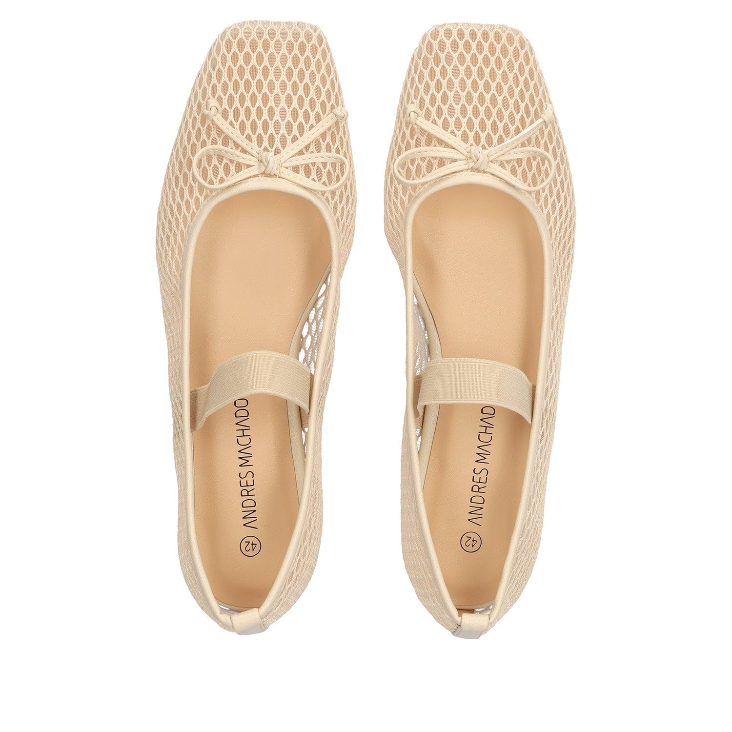 Andrés Machado Ballerine Donna in Rete – AM6062 | Scarpe Basse con Cinturino Elastico e Fiocco | Punta Quadrata | Taglie Piccole e Grandi 32–35/42–46 EU