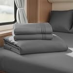 Hearth & Harbor Feuilles de la Reine courte pour RV, Gris foncé RV Feuilles de la Reine, Silky Soft 1800 Feuille de lit en microfibre pour campeur, 4 Pièce RV Literie avec oreillers
