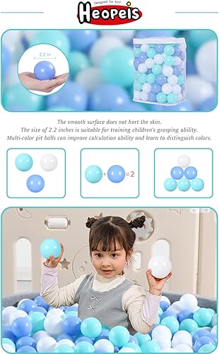Miniatura 7 de Heopeis - Paquete de 100, 200, 500 pelotas para alberca de bolas, set de estrellas y redondas, sin BPA, sin ftalatos, no tóxico, a prueba de
