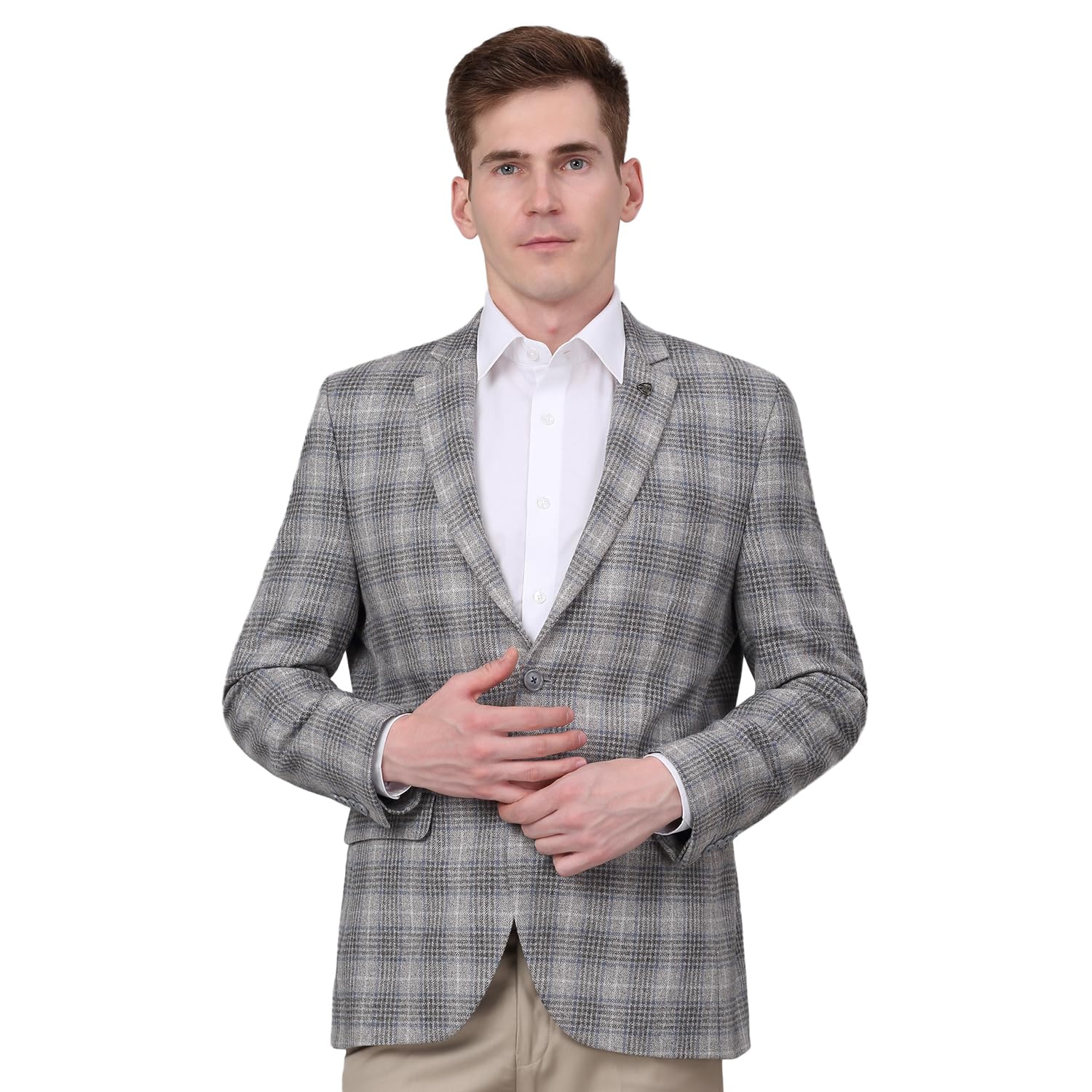 Checkered Full Sleeves Notch Lapel Formal Blazer for Men | Formal Blazer for Men | Men Blazer for Formal (P_MBZF00121)