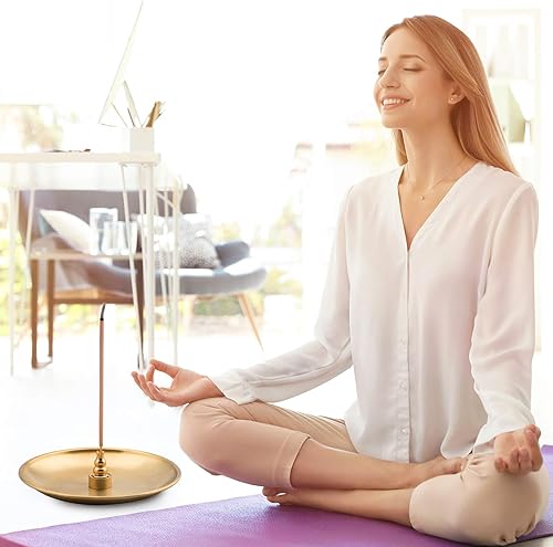 Miniatura 7 de OIIKI 3 in 1 Stick Incense Burner, 6.7 Inch Brass Incense Holder, Alloy Cone Ash Catcher for Indoor Outdoor Use