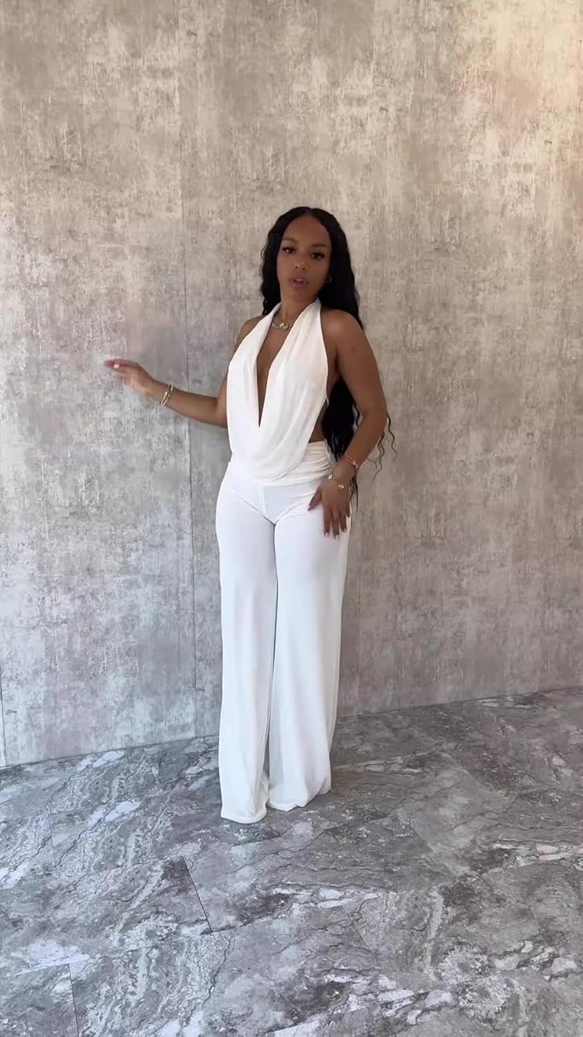 Party Outfits for Women Sexy 2 Piece Stretchy Halter Neck Backless Sexy Club Outfits for Women Clubwear 2025 - Image 4