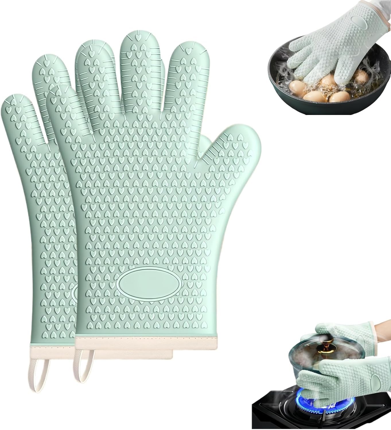 Gants de cuisine en silicone isolants et antidérapants pour plats chauds