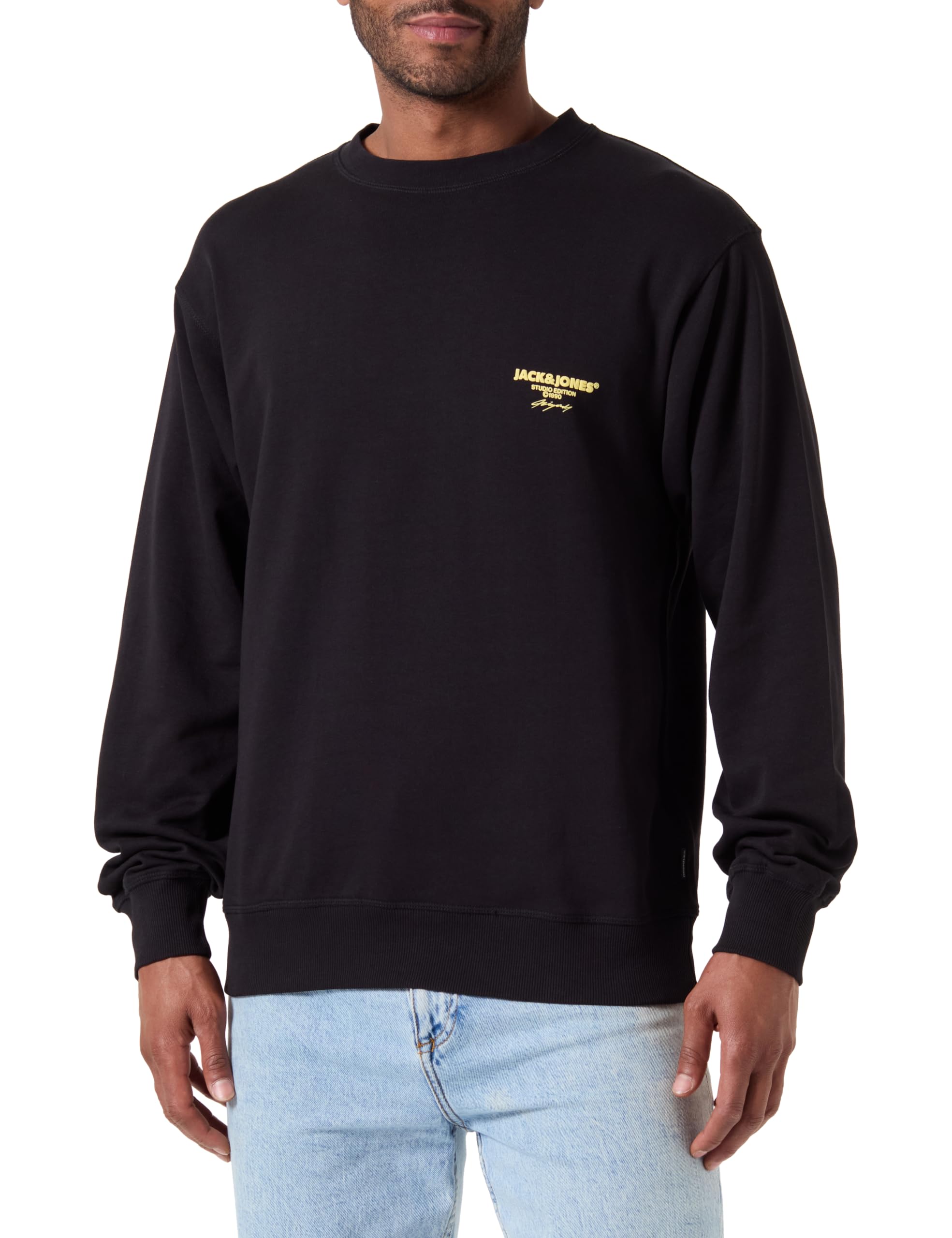Jack & Jones Jorbora Branding Sweat Crew Neck Blk Sudadera para Hombre
