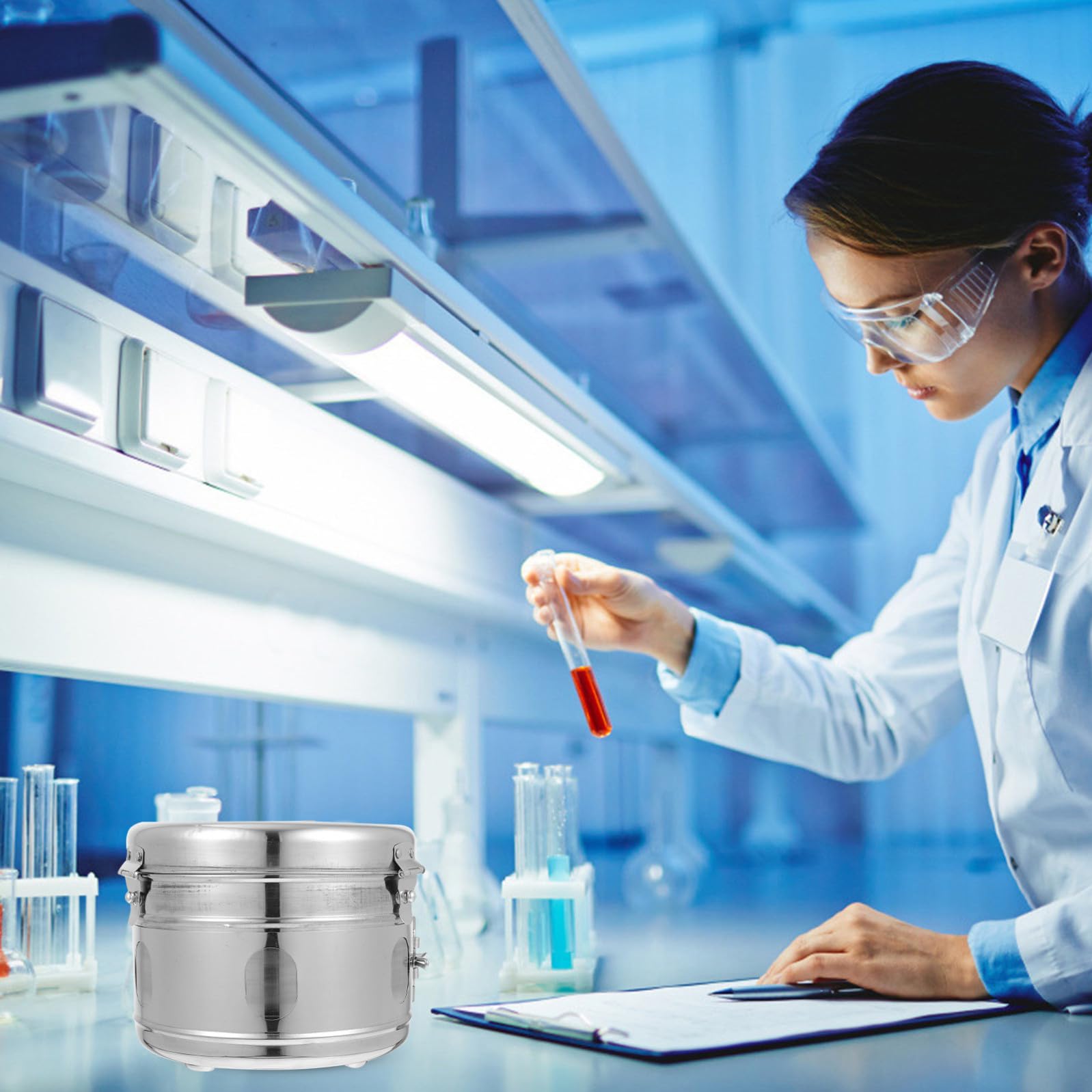 Generico Contenitore Multifunzione in Acciaio Inossidabile 304 Barattolo per Tenuta per Garze e Piccoli Oggetti, per Uso Professionale in Cliniche