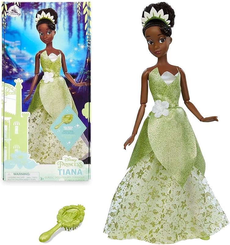 Muñeca clásica princesa oficial de Disney Store (Tiana de La princesa y el sapo), 11 pulgadas, incluye cepillo con detalles moldeados, juguete articulado con traje clásico - Disney Princess Toys