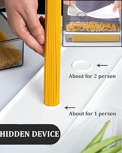Vista 18 de Hanobe Recipientes de pasta para despensa, recipiente grande para espaguetis y fideos, juego organizador de almacenamiento de cereales transparentes