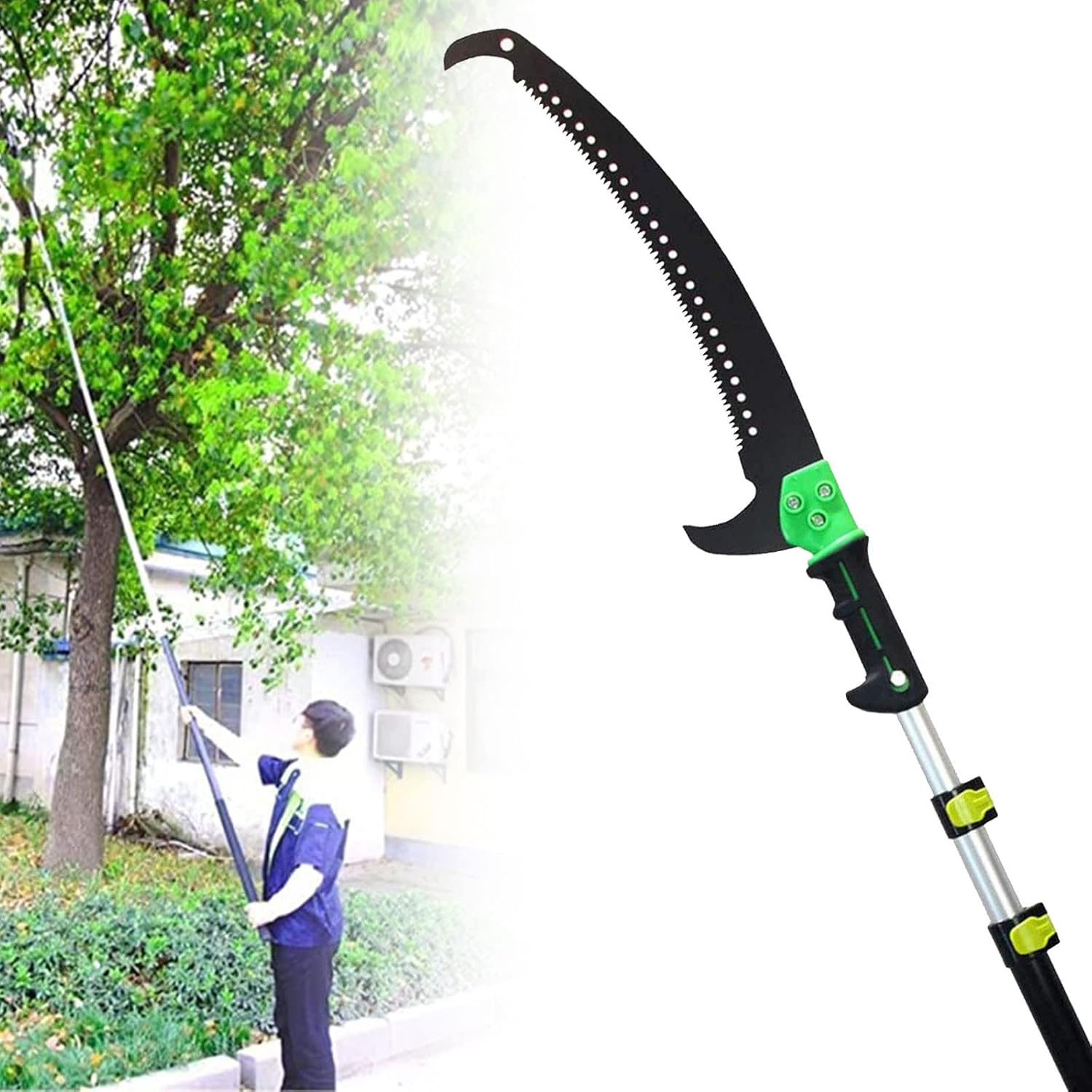 Telescopic Pruning Saw with Extendable Handle,Aluminum Garden Folding Saw,High Altitude Branch and Leaf Trimmer for Height Working,7.2M/24FT