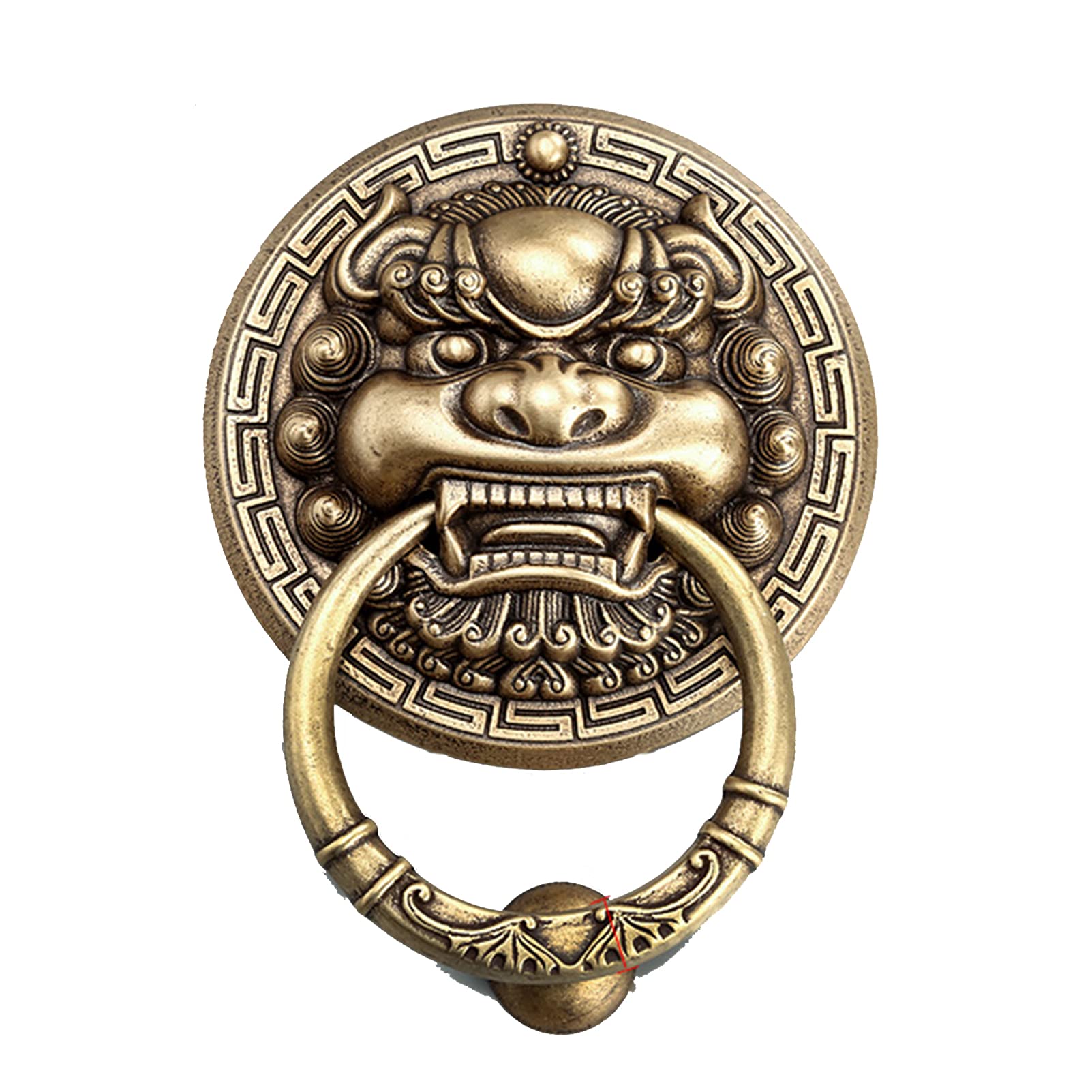 Manija de puerta de latón antiguo con diseño de aldaba vintage labrada de 13,5cm