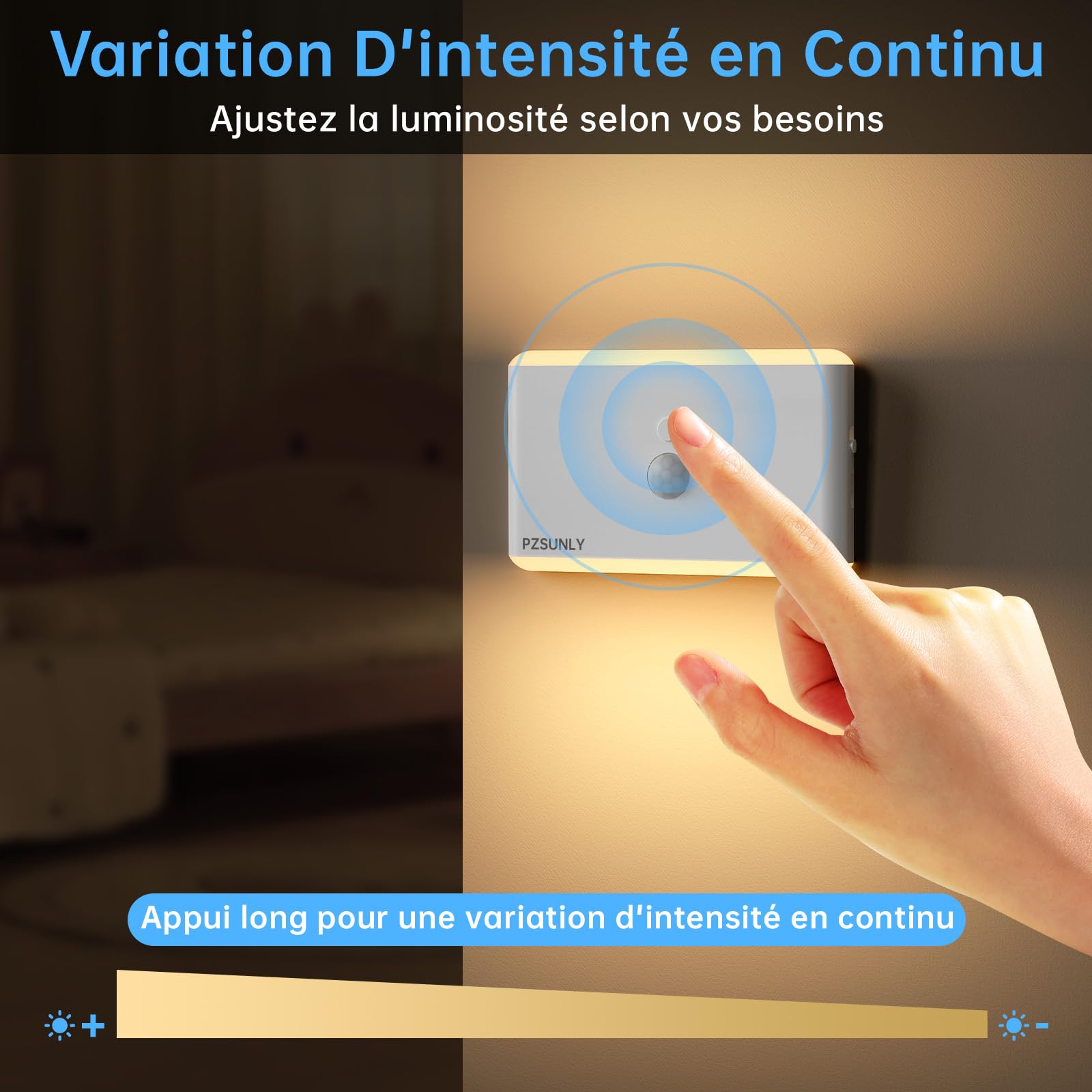 Veilleuse Detecteur de Mouvement - Lot de 6 Lampe Detecteur de Mouvement Interieur, Lumiere Escalier Intérieur RGB 5 Couleurs, Veilleuse Rechargeable pour l'intérieur des Escaliers, Chambre