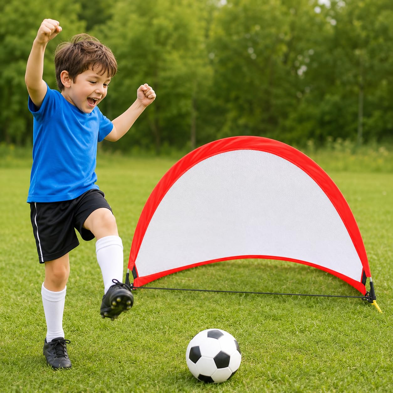 Rete da Calcio a scomparsa Pieghevole e Portatile per Bambini, Ideale per Giardino e Giochi all'Aperto
