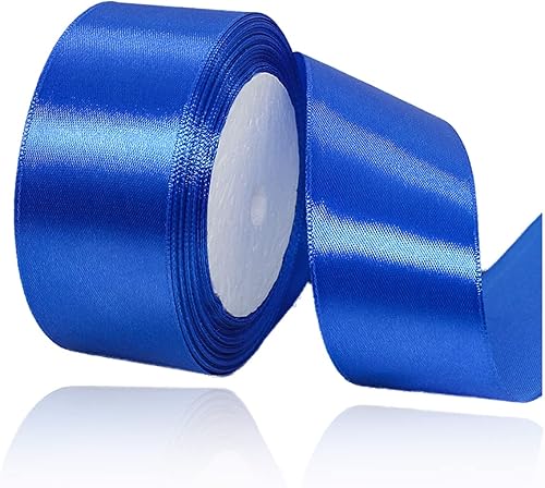 Cinta azul de 1-12 pulgadas x 25 yardas, cinta de seda de satén azul real para envolver regalos, fabricación de lazos para el cabello, ramos