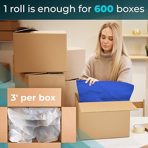 Miniatura 10 de IDL Packaging Rollo de papel de seda SatinPack de 18 pulgadas x 1800 pies, peso de 20 bases, color vainilla francesa, papel de seda decorativo sin