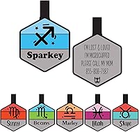 Vista 14 de Placa silenciosa para perro personalizada con 5 líneas de identificación de mascotas de silicona duradera y grabada profundamente, hexágono