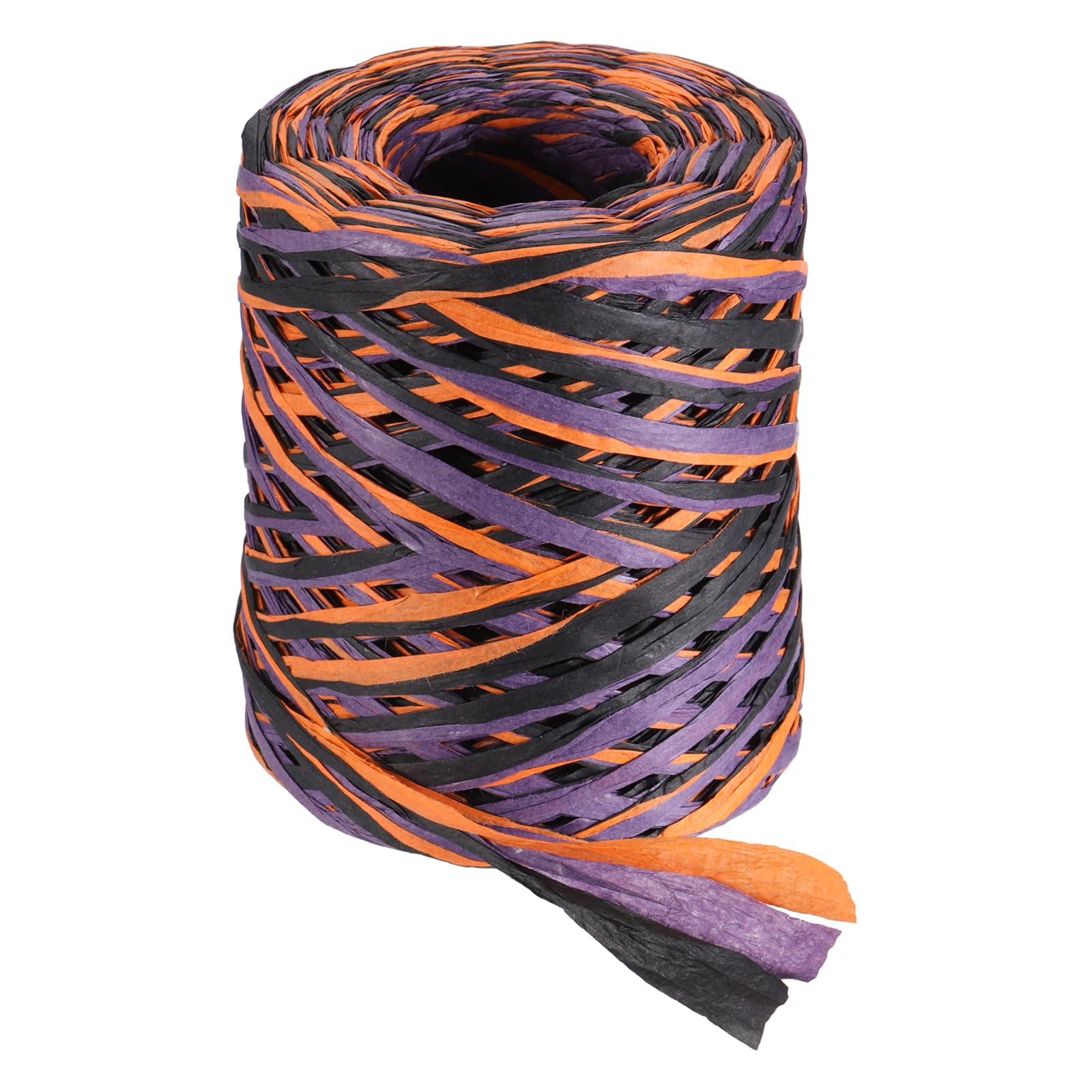sourcing map Raffia Ribbon, 164 Yard Natural Raffia Paper String 5mm Wide Packing Paper Twine Rope for Gift Wrapping DIY Crafts Decoration, Orange, Black, Purple