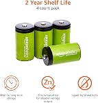Amazon Basics D Cell Rechargeable Batteries 10000mAh Ni-MH, 4-Pack