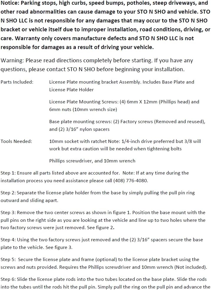 STO N SHO Front License Plate Bracket Compatible with 2017-2019 Infiniti Q70L (SNS118)