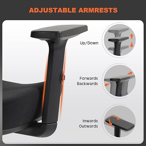 Miniatura 4 de Silla de oficina ergonómica, soporte lumbar ajustable y reposacabezas, reposabrazos 3D, función de inclinación y bloqueo del respaldo, cilindro de