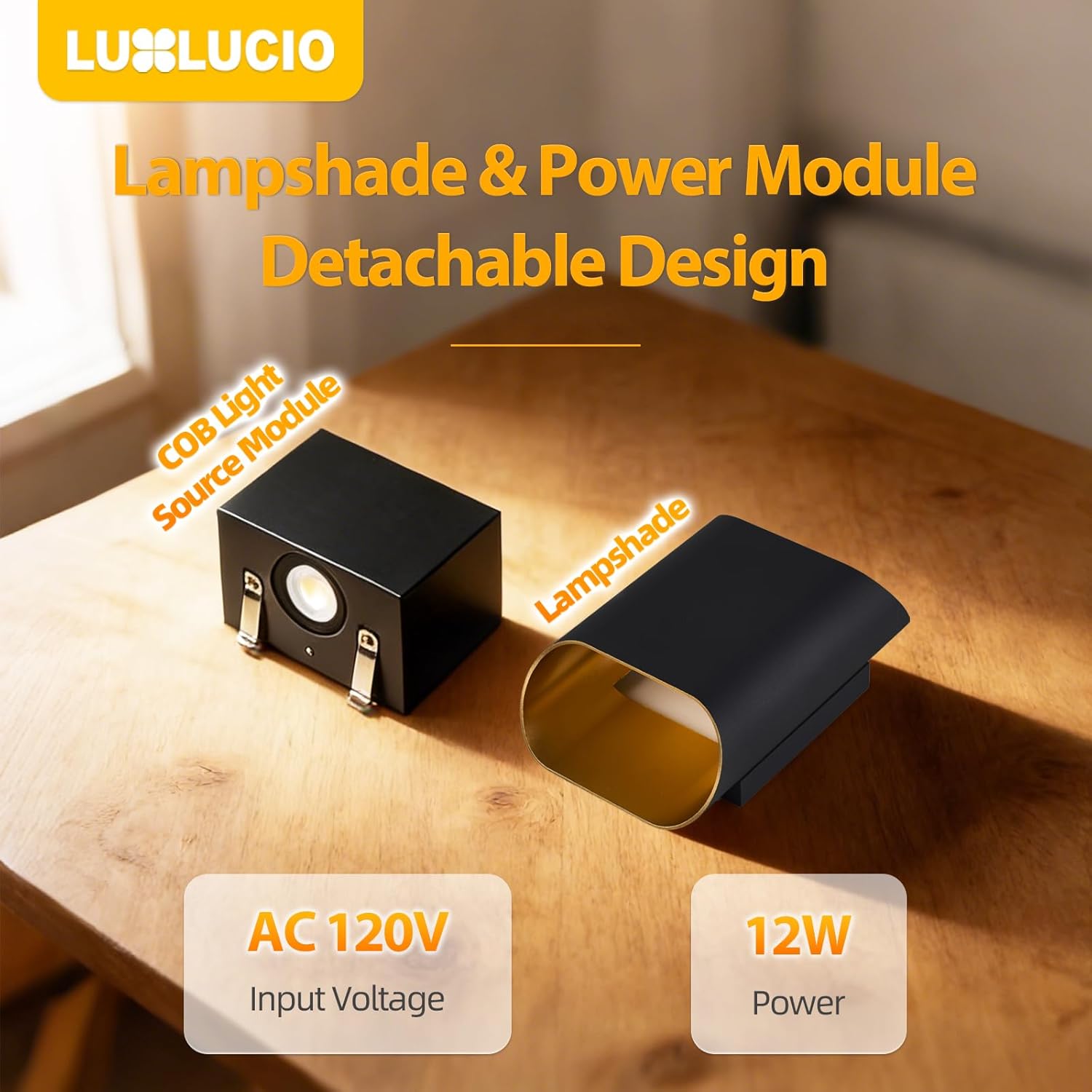 1 Pack Black & Gold Up & Down Wall Sconce Lamp 5%-100% Dimmable, Modern Indoor/Outdoor Light, IP65 Waterproof, 120V, 1200LM, 12W, 2700K-5000K 5-Color Selectable, CRI90+, ETL FCC Certified