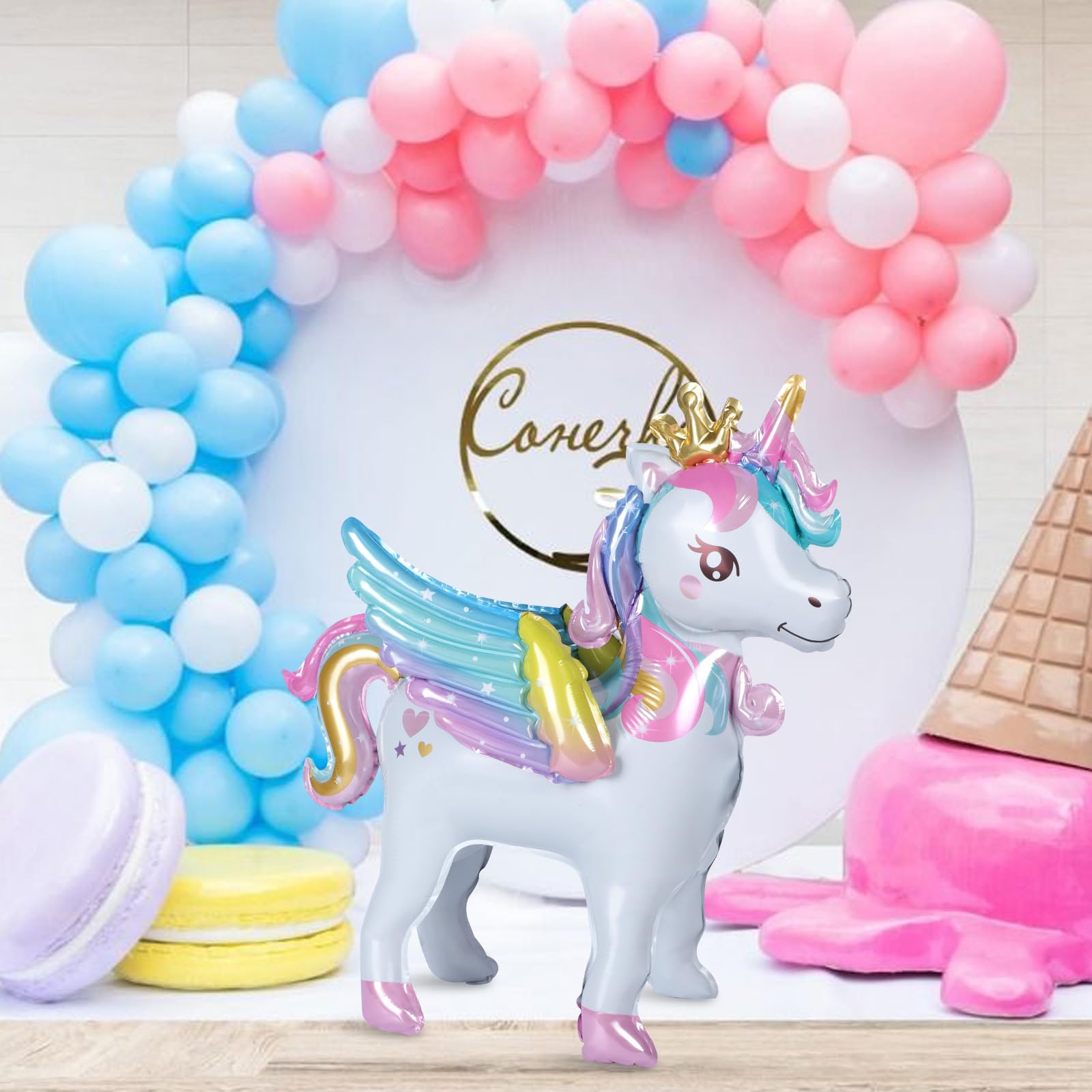2 pezzi/confezione Palloncini in alluminio a forma di unicorno