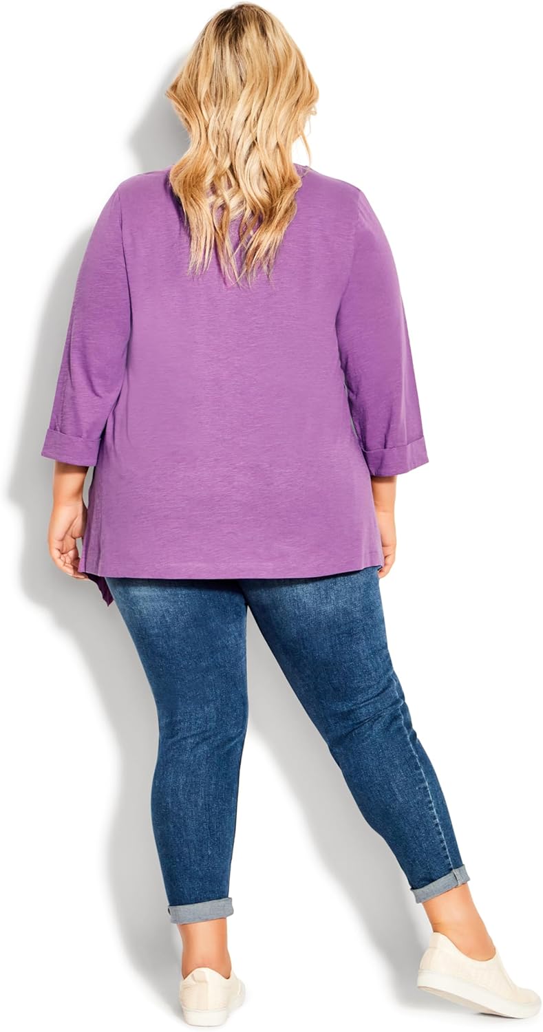 Avenue Women's Plus Size Tunic Asym Slub PLN - Image 4