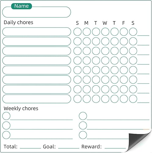 Miniatura 8 de Tabla magnética de tareas de comportamiento para niños, 3 unidades, tablas de comportamiento de borrado en seco, gráficos en blanco, marcadores de