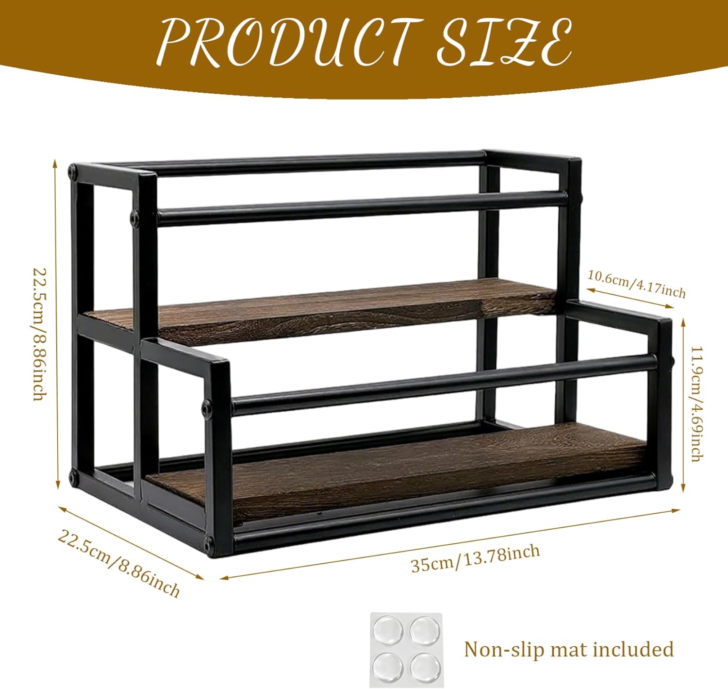 Coffee Syrup Rack, 2-Tier Wooden Syrup Stand, Retro Creative Wine Rack, Storage Shelf for Coffee Bar, Multi-Use Kitchen Spice Holder for Syrups, Dressings, Condiments