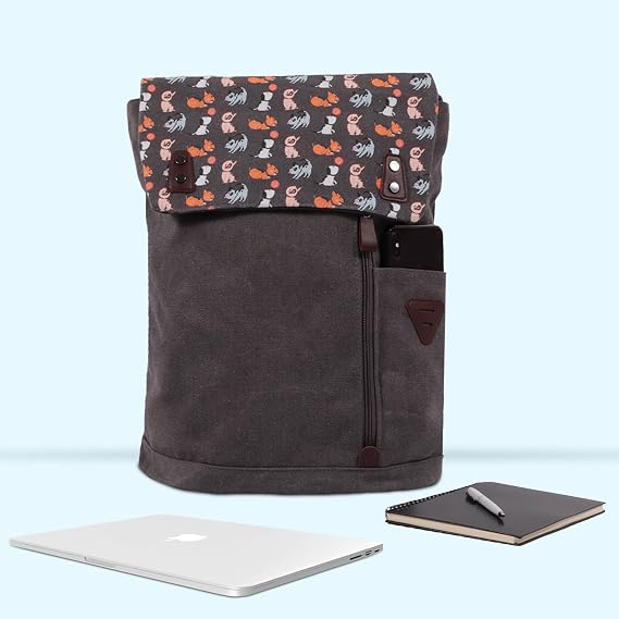 Biggdesign Dogs 15 inch Laptop Compatible School Backpack Gray with Vintage Waterproof Fabric