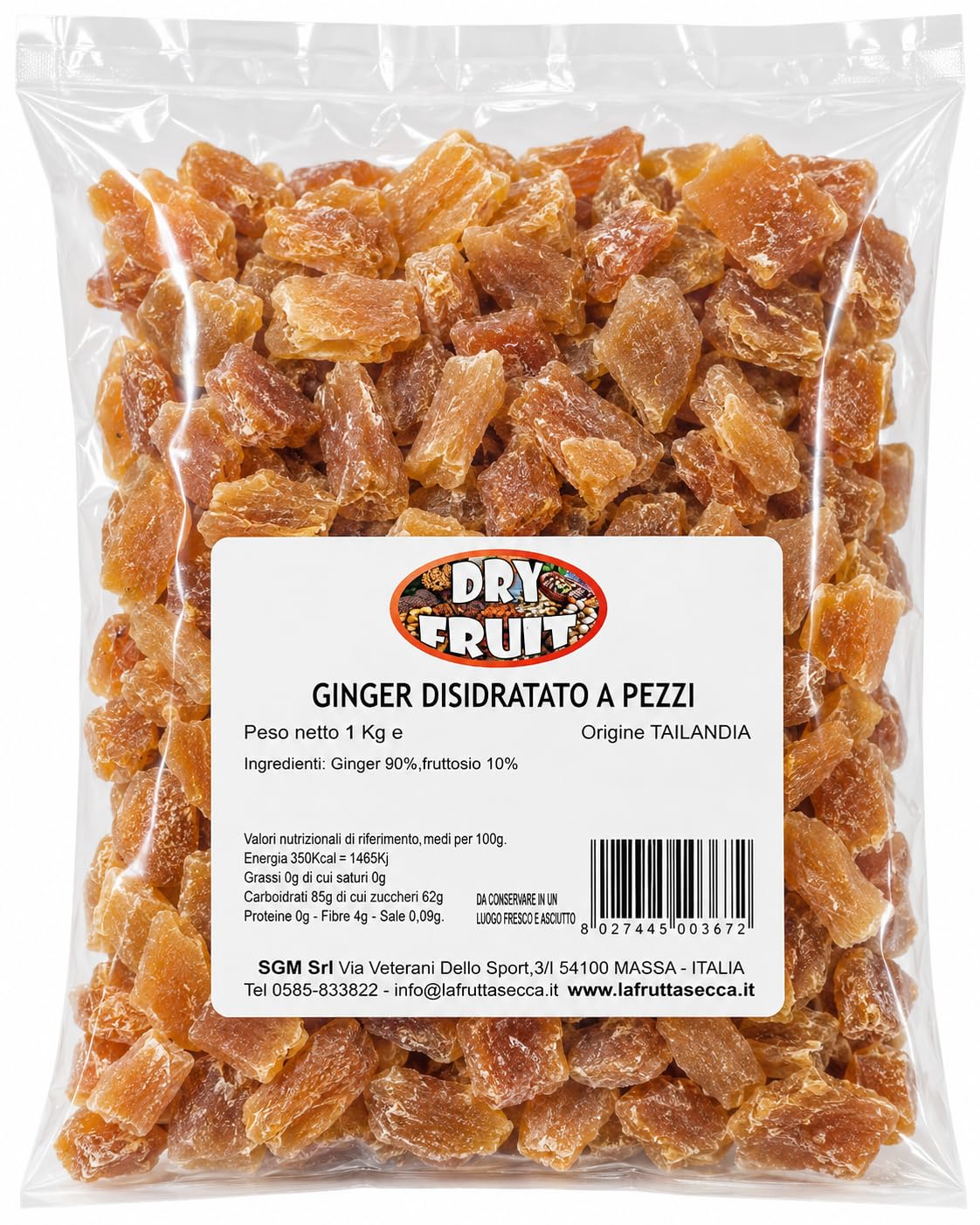 L'AGRESTE - GINGER ESSICCATO NATURALE (ZENZERO) - Senza zucchero, senza conservanti - SNACK ESOTICO - Confezione da 1 Kg