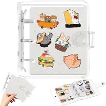 ピンバッジ 収納ファイル 6ページ ミニ バッジ用 ディスプレイバインダー 省スペース ルーズリーフ式 バッチカバー 防塵 防水 ピン 缶バッジ ブローチ グッズ収納 コレクション 持ち運び便利 (ホワイト)