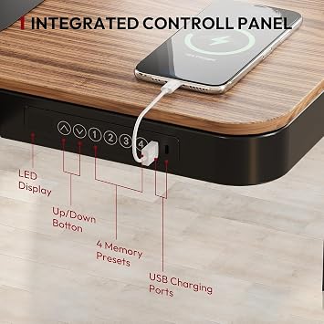 SANODESK Electric Height Adjustable One-Piece Standing Desk with Drawer