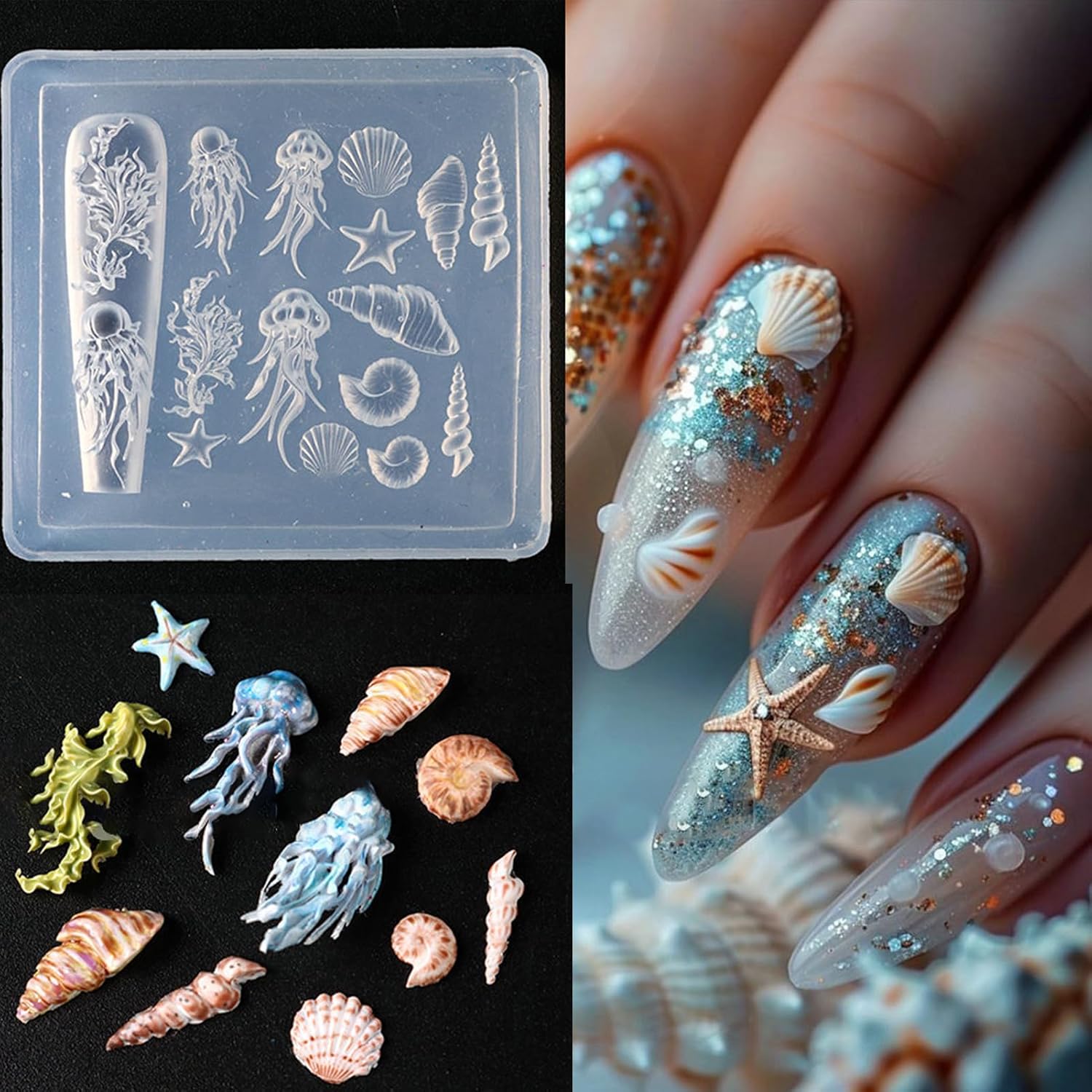 Nail Charm Molds Silicone | Epoxy Resin Decoration,Nail Carving Decor Mould,Jewelry Making Tools for Epoxy Resin Jewelry Making Home Decoration Crafts